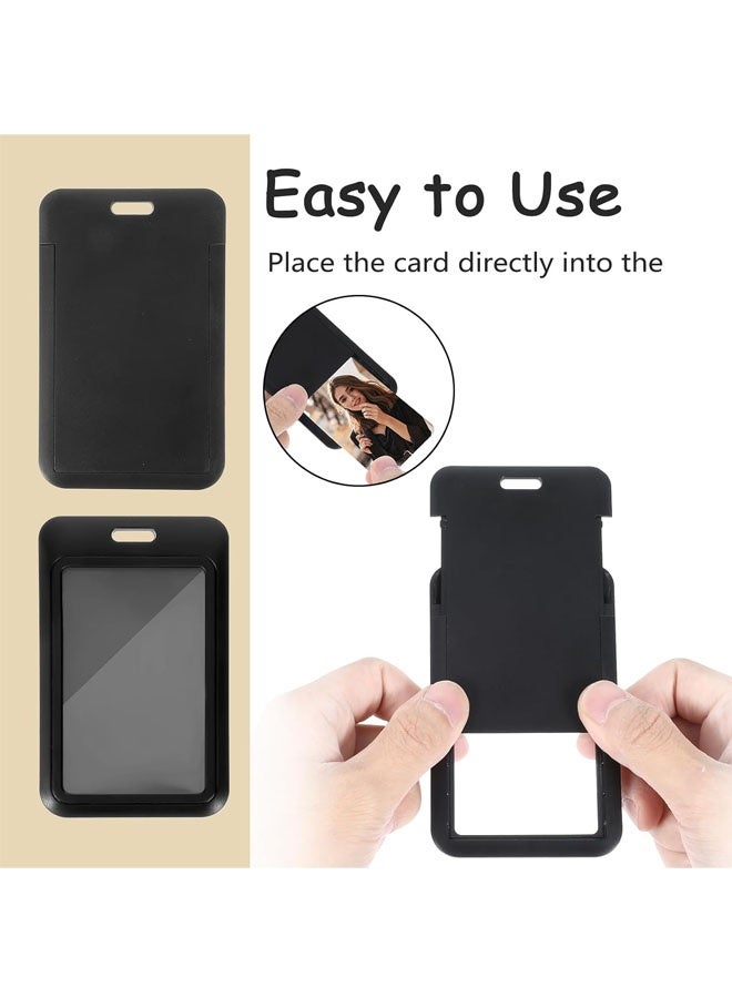 حامل بطاقات صور، حامل بطاقة هوية أسود من الأكريليك، حامل بطاقات ائتمان، منظم عرض صور مع سلسلة مفاتيح بقلادة زنبركية، حافظة بطاقات حافلة طلابية، أكمام صور واقية - Image 5